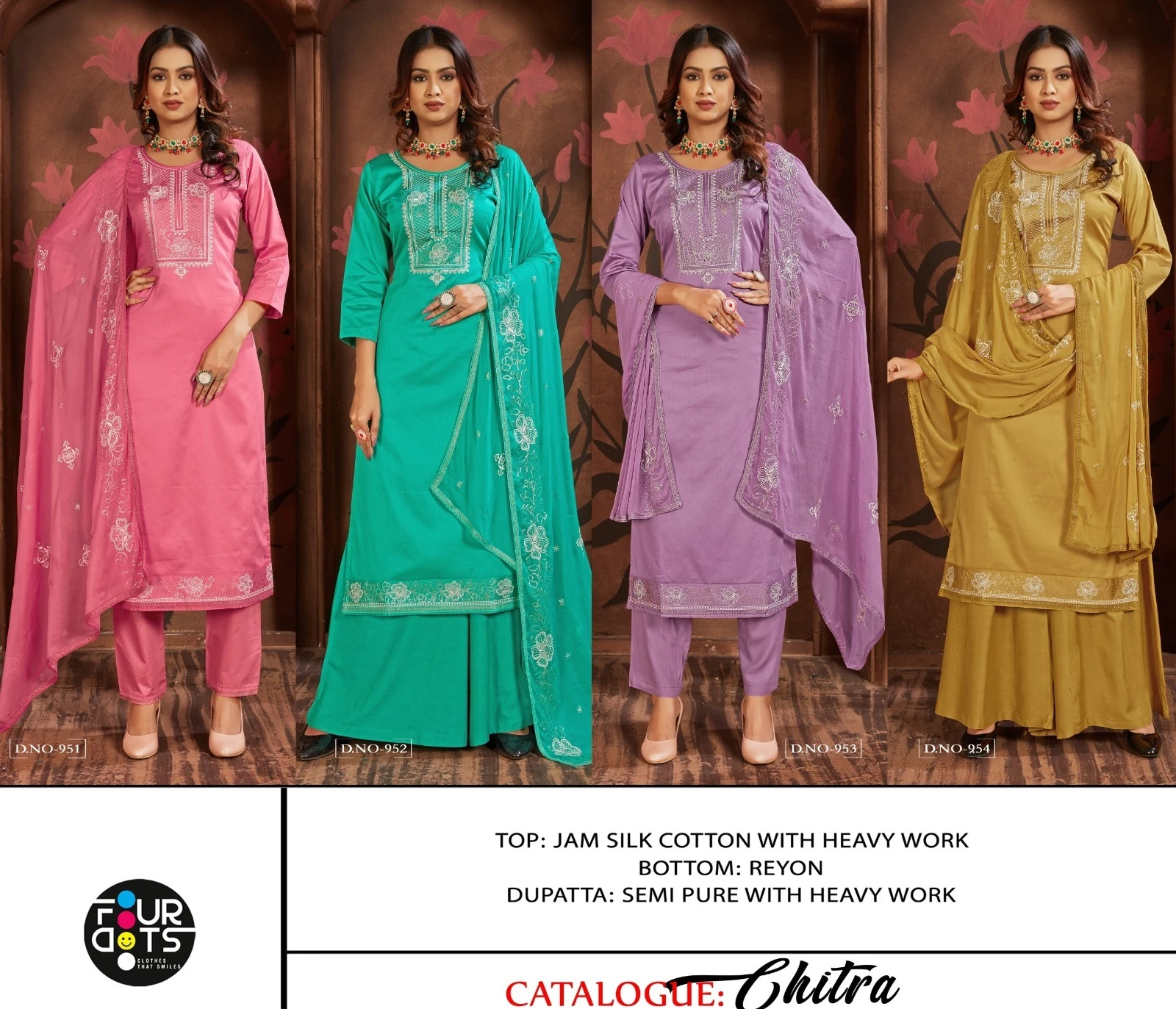 Fourdots Chitra Jam Silk Wholesale Fancy Salwar Suit Catalog — Wholesale Salwar Suits, Four Dots wholesale from Surat — Photo 5